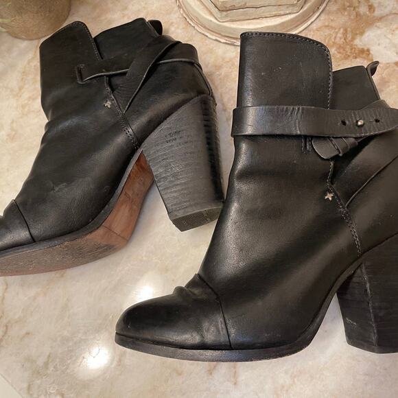 Rag & Bone Harrow heeled black booties Sz 37 Boots - Picture 6 of 12